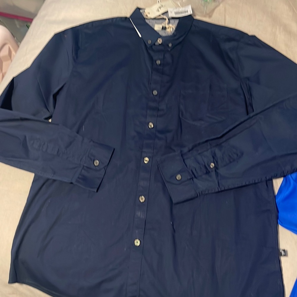 NWT Civil Society Navy long sleeve dress shirt Sz Large